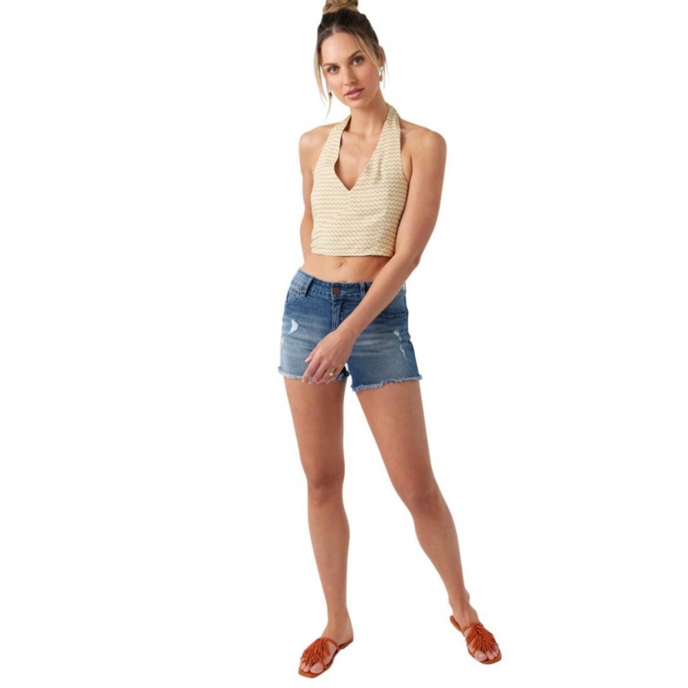 O’Neill Crop Top Halter Back Tie Sz Medium multicolor surf boho festival